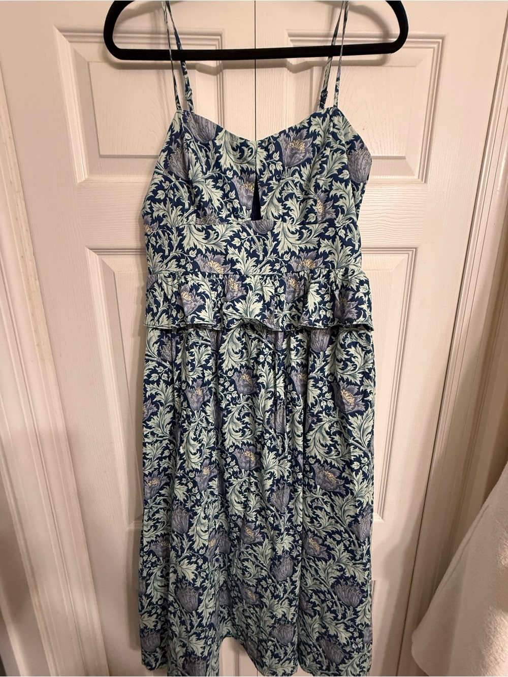 Blue & Mint Spaghetti-Strap Maxi Dress with Ruffle Waist